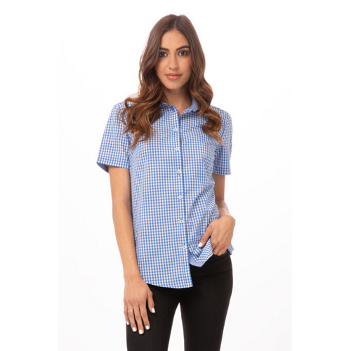 WORKWEAR, SAFETY & CORPORATE CLOTHING SPECIALISTS  - Gingham Short Sleeve Dress Shirt Ladies