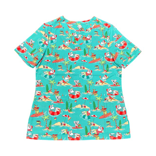 WORKWEAR, SAFETY & CORPORATE CLOTHING SPECIALISTS  - WOMENS CHRISTMAS V-NECK SHORT SLEEVE SCRUB TOP