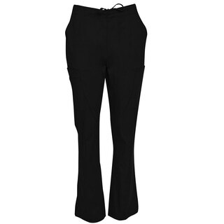 Ladies Semi-Elastic Waist Tie Solid Colour Scrub Pants-Black-XL