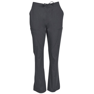 Ladies Semi-Elastic Waist Tie Solid Colour Scrub Pants-Charcoal-2XL