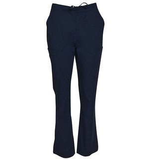 Ladies Semi-Elastic Waist Tie Solid Colour Scrub Pants-Navy-M