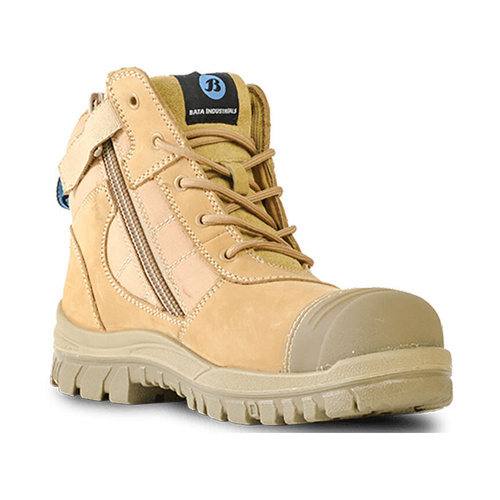 WORKWEAR, SAFETY & CORPORATE CLOTHING SPECIALISTS  - Naturals - Zippy - Wheat Nubuck Zip / Lace Safety Boot