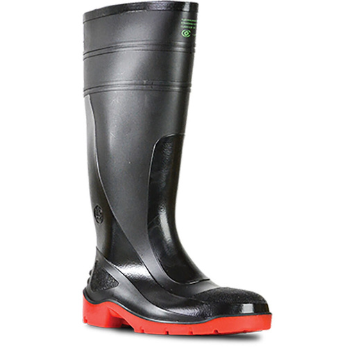 WORKWEAR, SAFETY & CORPORATE CLOTHING SPECIALISTS  - Utility Gumboots - Utility 400 - Black / Red Pvc 400Mm Safety Toe Gumboot