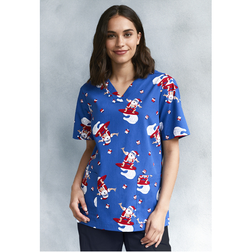 WORKWEAR, SAFETY & CORPORATE CLOTHING SPECIALISTS  - Womens Christmas S/S V-Neck Scrub Top