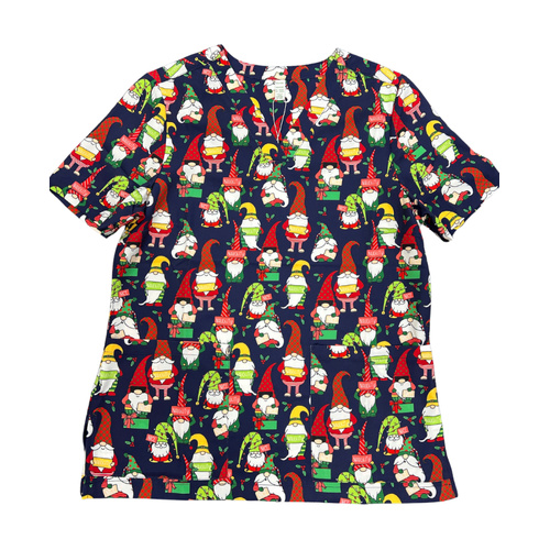 WORKWEAR, SAFETY & CORPORATE CLOTHING SPECIALISTS  - WOMENS CHRISTMAS V-NECK SHORT SLEEVE SCRUB TOP