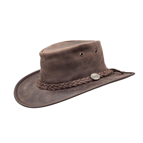 WORKWEAR, SAFETY & CORPORATE CLOTHING SPECIALISTS  Barmah 1060 BR Foldaway Bronco Leather hat