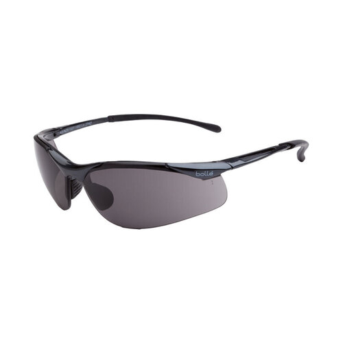 WORKWEAR, SAFETY & CORPORATE CLOTHING SPECIALISTS  - CONTOUR Dark Gun Frame PLATINUM AS/AF Smoke Lens - Spectacles
