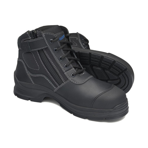 WORKWEAR, SAFETY & CORPORATE CLOTHING SPECIALISTS  - Black leather zip side ankle safety hiker.