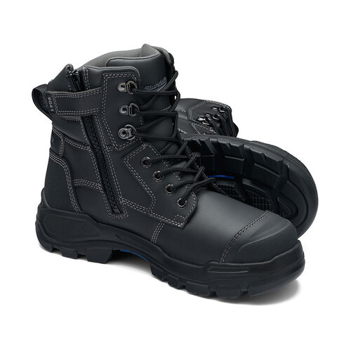 WORKWEAR, SAFETY & CORPORATE CLOTHING SPECIALISTS  - 9061 - RotoFlex Black water-resistant Platinum leather 150mm zip sided safety boot-Black-5