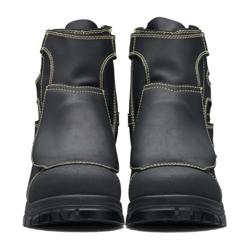 Black flame retardant leather smelter boot with metatarsal guard - 230mm height