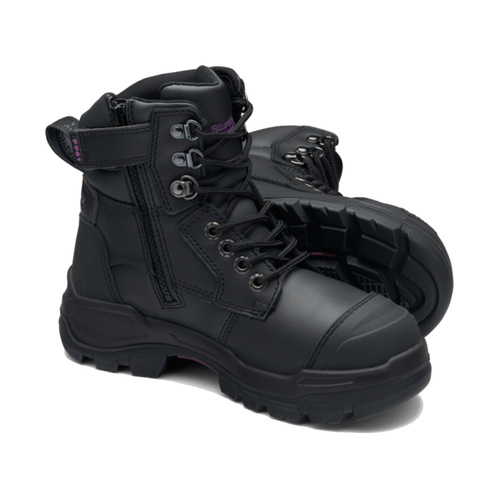 WORKWEAR, SAFETY & CORPORATE CLOTHING SPECIALISTS  - 9961 - RotoFlex Black water-resistant Platinum leather 150mm zip sided women's safety boot