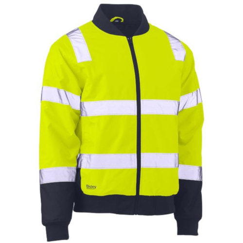 WORKWEAR, SAFETY & CORPORATE CLOTHING SPECIALISTS  - TAPED TWO TONE HI VIS BOMBER JACKET WITH PADDED LINING