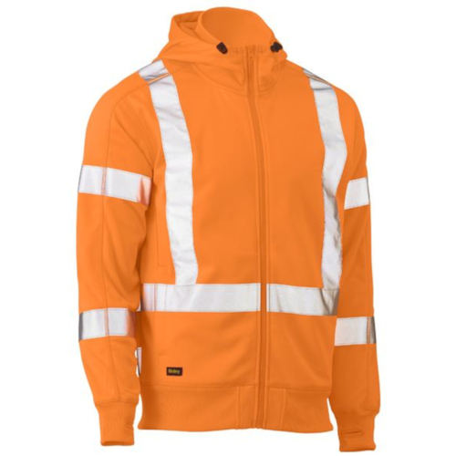 WORKWEAR, SAFETY & CORPORATE CLOTHING SPECIALISTS  - X TAPED HI VIS ZIP FRONT FLEECE HOODIE