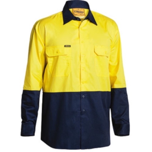 WORKWEAR, SAFETY & CORPORATE CLOTHING SPECIALISTS  - COOL LIGHTWEIGHT HI VIS DRILL SHIRT - LONG SLEEVE