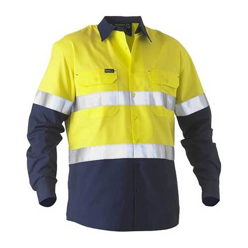 WORKWEAR, SAFETY & CORPORATE CLOTHING SPECIALISTS  - TAPED TWO TONE HI VIS RECYCLED DRILL SHIRT