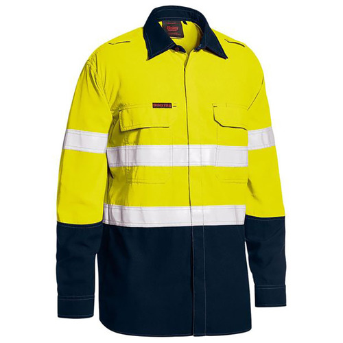 WORKWEAR, SAFETY & CORPORATE CLOTHING SPECIALISTS  - TENCATE TECASAFE PLUS TAPED TWO TONE HI VIS FR LIGHTWEIGHT VENTED SHIRT - LONG SLEEVE