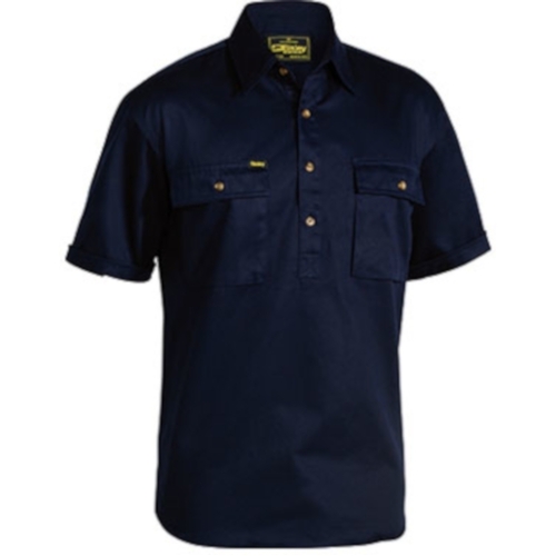 Closed Front Cotton Drill Shirt - Short Sleeve