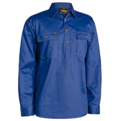 WORKWEAR, SAFETY & CORPORATE CLOTHING SPECIALISTS  - CLOSED FRONT COTTON DRILL SHIRT - LONG SLEEVE