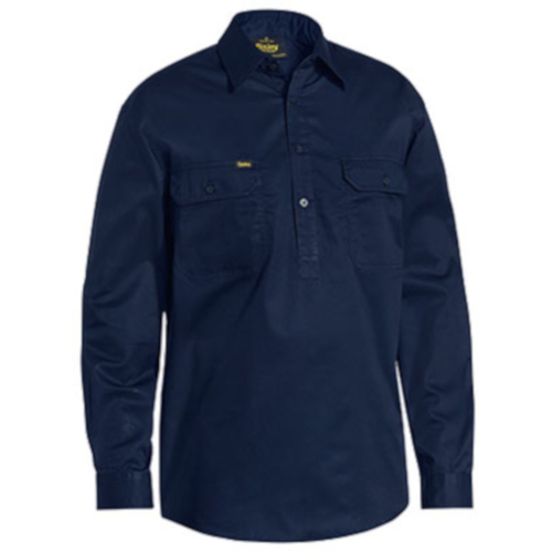 CLOSED FRONT COOL LIGHTWEIGHT DRILL SHIRT - LONG SLEEVE