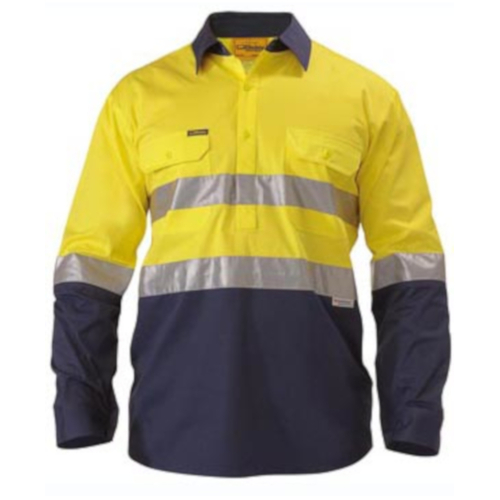 WORKWEAR, SAFETY & CORPORATE CLOTHING SPECIALISTS  - 3M TAPED CLOSED FRONT COOL LIGHTWEIGHT HI VIS SHIRT - LONG SLEEVE