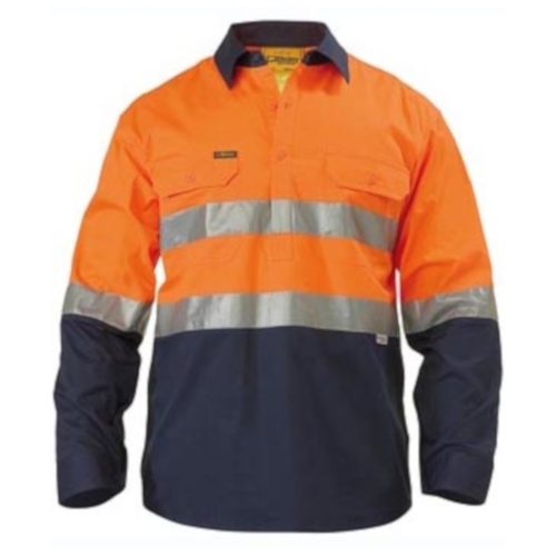 3M Taped Closed Front Cool Lightweight Hi Vis Shirt - Long Sleeve