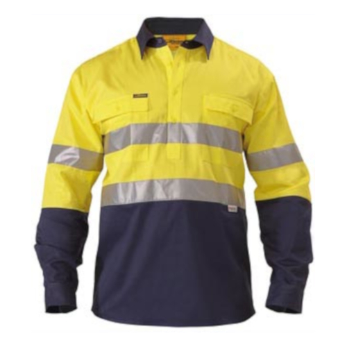 WORKWEAR, SAFETY & CORPORATE CLOTHING SPECIALISTS  - 3M TAPED CLOSED FRONT HI VIS DRILL SHIRT - LONG SLEEVE