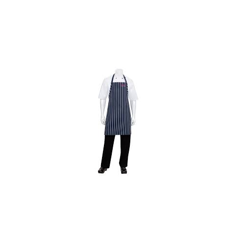 WORKWEAR, SAFETY & CORPORATE CLOTHING SPECIALISTS  - Navy / White Pin Striped Bib Apron No Pocket