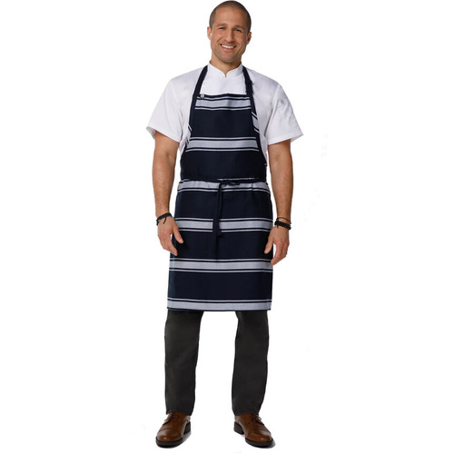 WORKWEAR, SAFETY & CORPORATE CLOTHING SPECIALISTS  - Navy Butcher Stripe Bib Apron