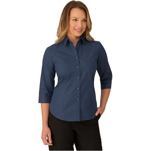 Micro Check Blouse 3/4 Sleeve Shirt - Ladies