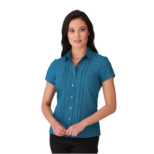 WORKWEAR, SAFETY & CORPORATE CLOTHING SPECIALISTS  - City-Stretch Spot Cap Sleeve Shirt - Ladies