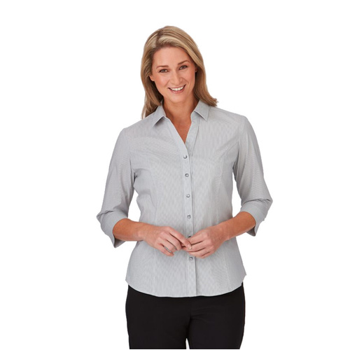 WORKWEAR, SAFETY & CORPORATE CLOTHING SPECIALISTS  - City Stretch Pinfeather - 3/4 Sleeve Shirt - Ladies