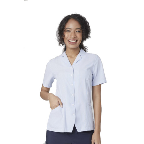 WORKWEAR, SAFETY & CORPORATE CLOTHING SPECIALISTS  - Ezylin Dual Pocket Stripe Short Sleeve Shirt - Ladies