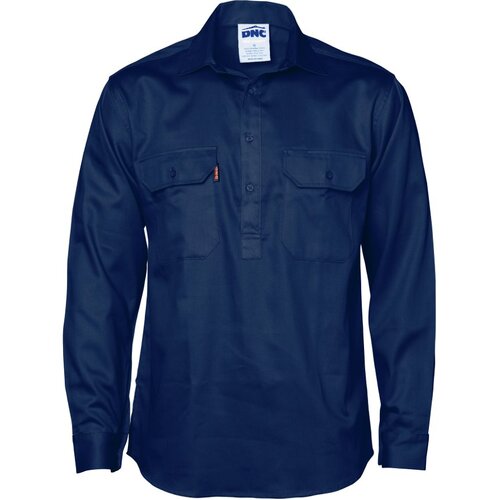 WORKWEAR, SAFETY & CORPORATE CLOTHING SPECIALISTS  - Close Front Cotton Drill Shirt - Long Sleeve