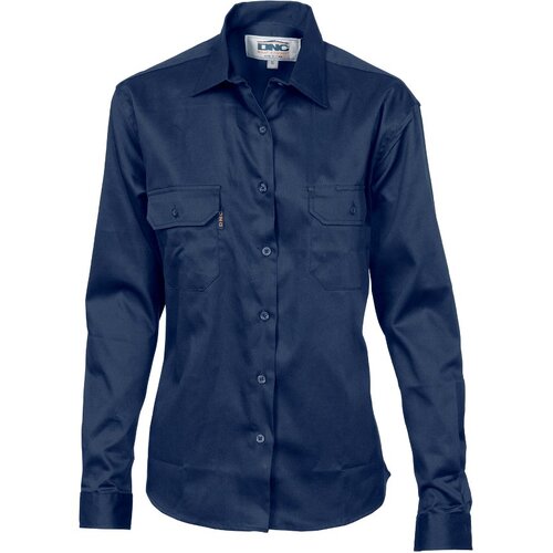 WORKWEAR, SAFETY & CORPORATE CLOTHING SPECIALISTS  - Ladies Cotton Drill Work Shirt - Long Sleeve