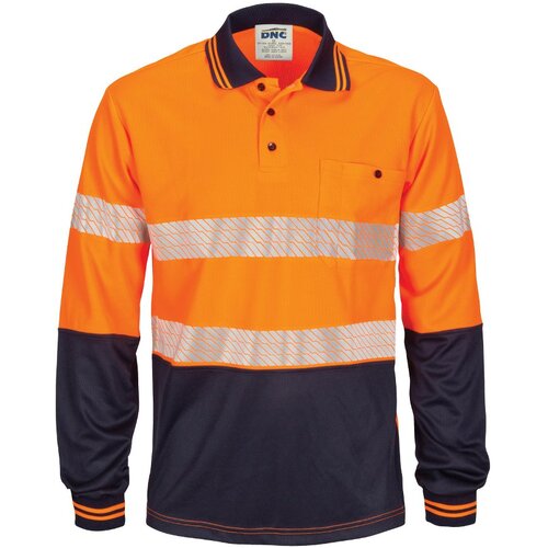 WORKWEAR, SAFETY & CORPORATE CLOTHING SPECIALISTS  - HiVis Segment Taped Micromesh Polo-Long Sleeve