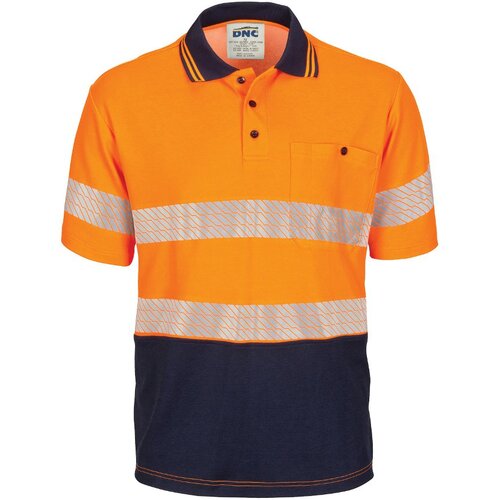 WORKWEAR, SAFETY & CORPORATE CLOTHING SPECIALISTS  - HiVis Segment Taped Cotton Backed Polo- Short Sleeve