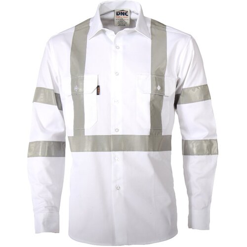 WORKWEAR, SAFETY & CORPORATE CLOTHING SPECIALISTS  - RTA NIGHT WORKER WHITE SHIRT WITH CSR R/TAPE.
