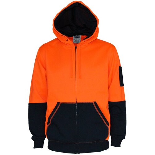 WORKWEAR, SAFETY & CORPORATE CLOTHING SPECIALISTS  - Hivis 2 tone full zip super fleecy hoodie