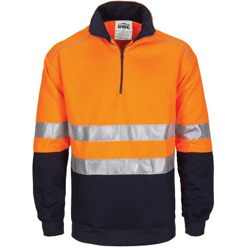 WORKWEAR, SAFETY & CORPORATE CLOTHING SPECIALISTS  - HiVis 1/2 Zip Fleecy with Hoop Pattern CSR Reflective Tape