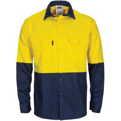 WORKWEAR, SAFETY & CORPORATE CLOTHING SPECIALISTS  - HiVis L/W Cool-Breeze T2 Vertical Vented Cotton Shirt with Gusset Sleeves - Long Sleeve