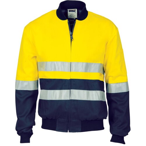WORKWEAR, SAFETY & CORPORATE CLOTHING SPECIALISTS  - HiVis Two Tone D/N Cotton Bomber Jacket with CSR R/tape