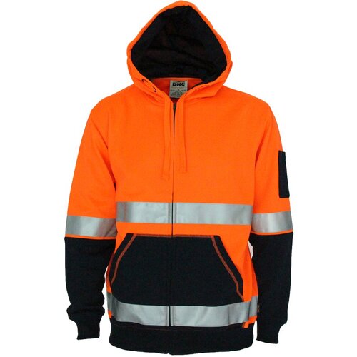 WORKWEAR, SAFETY & CORPORATE CLOTHING SPECIALISTS  - Hivis 2 tone full zip super fleecy hoodie with CSR R/tape