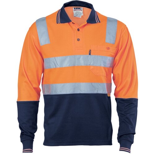 WORKWEAR, SAFETY & CORPORATE CLOTHING SPECIALISTS  - Cotton Back HiVis Two Tone Polo Shirt with CSR R/ Tape - L/S