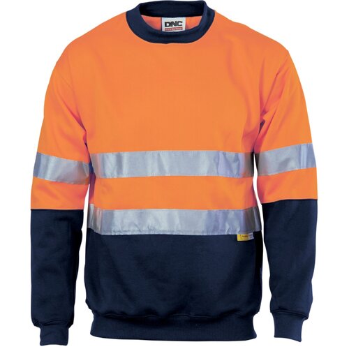 WORKWEAR, SAFETY & CORPORATE CLOTHING SPECIALISTS  - HiVis Two Tone Fleecy Sweat Shirt (Sloppy Joe) with CSR R/Tape Crew-Neck