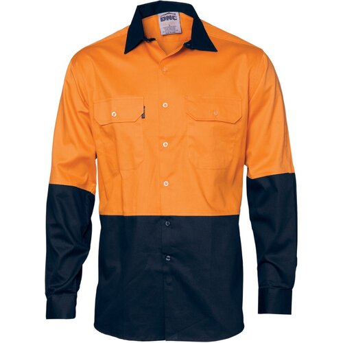 WORKWEAR, SAFETY & CORPORATE CLOTHING SPECIALISTS  - HiVis Two Tone Cotton Drill Shirt - Long Sleeve