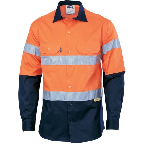 WORKWEAR, SAFETY & CORPORATE CLOTHING SPECIALISTS  - HiVis Two Tone Drill Shirt with 3M 8910 R/Tape - Long Sleeve