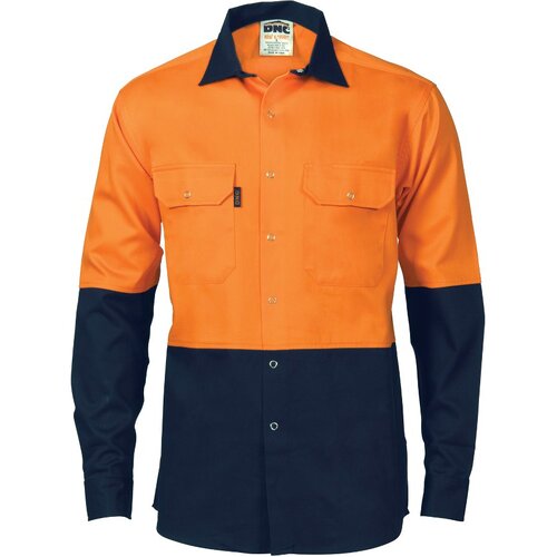 WORKWEAR, SAFETY & CORPORATE CLOTHING SPECIALISTS  - HiVis Two Tone Drill Shirt with Press Studs