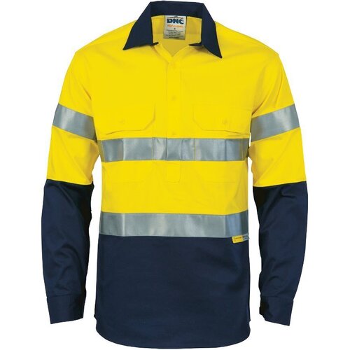 WORKWEAR, SAFETY & CORPORATE CLOTHING SPECIALISTS  - HiVis Two Tone Closed Front Cotton Shirt with 3M R/Tape