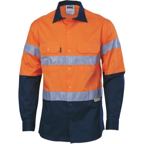 WORKWEAR, SAFETY & CORPORATE CLOTHING SPECIALISTS  - HiVis Cool-Breeze Cotton Shirt with 3M 8910 R/Tape - Long sleeve