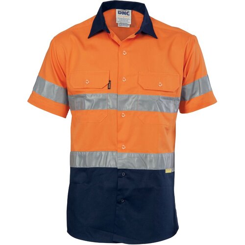 WORKWEAR, SAFETY & CORPORATE CLOTHING SPECIALISTS  - HiVis Cool-Breeze Cotton Shirt with 3M 8906 R/Tape - Short sleeve